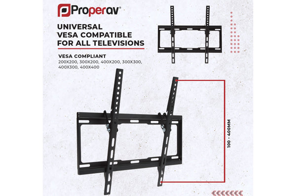 Fixed Flat Wall TV Bracket 32'' 37" 40" 43" 46" 50" 55'' Tilt 14° VESA Max 400x400