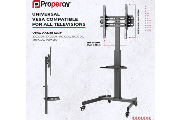 TV Trolley Stand on Wheels 32" 37" 40" 43" 48" 49" 50" 55" Max Load 35kg VESA Max 400-400mm
