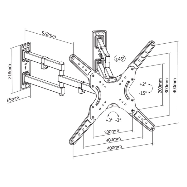 Heavy Duty Swing Arm TV Corner Wall Bracket 23" 24"28" 32" 37" 40" 42" 43" 46" 50" 55" VESA Max 400x400 Black