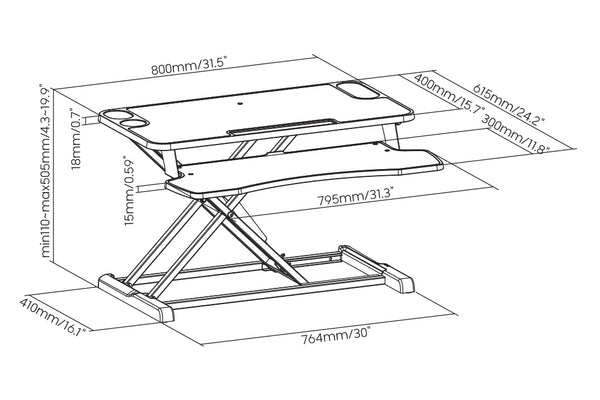 Work Proper: Ergonomic Sit-Stand PC Desk | Two Tier