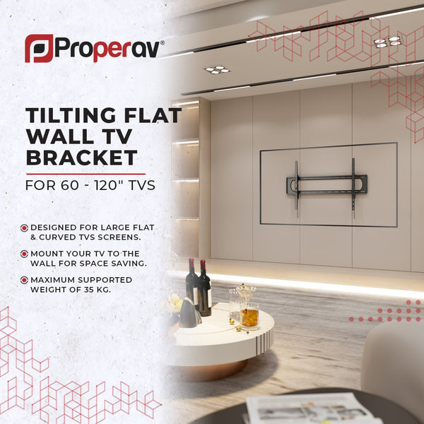 Fixed Flat TV Wall Bracket 60"-120" Tilt 10° VESA Max 900x600