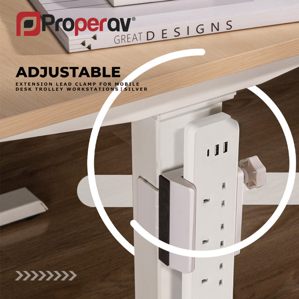 ProperAV Extension Lead Clamp for Mobile Desk Trolley Workstations