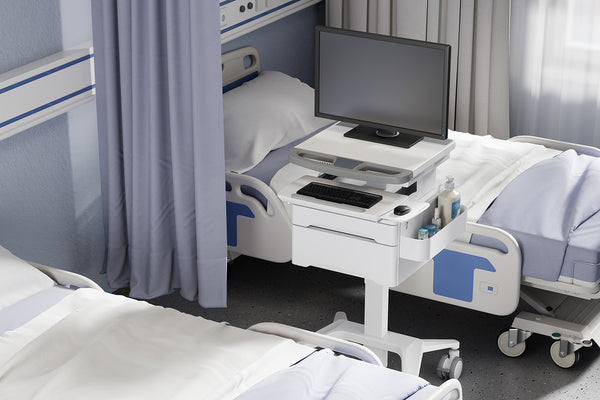 Mobile Medical Trolley Cart 2 Drawers Pneumatic Height Adjustment