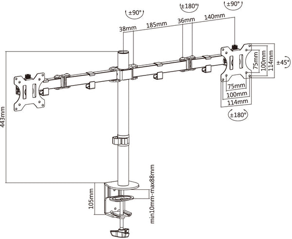 Desk Clamp Monitor Mount | Dual 17"-34"