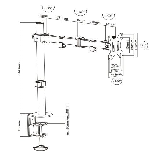 Desk Clamp Monitor Mount | Single 17"-32"
