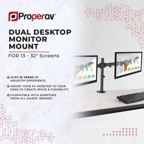 Desk Clamp Monitor Mount | Dual 17"-34"