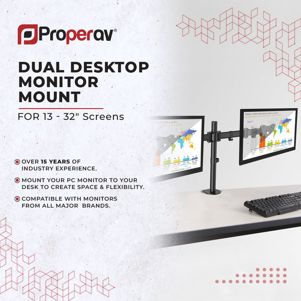 Desk Clamp Monitor Mount | Dual 17"-32"