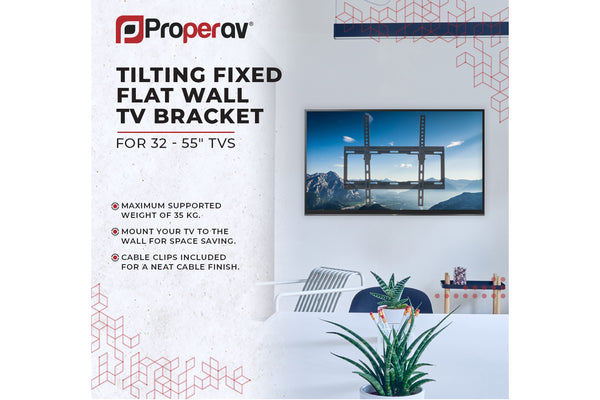 Fixed Flat Wall TV Bracket 32'' 37" 40" 43" 46" 50" 55'' Tilt 14° VESA Max 400x400