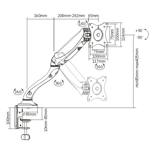 Articulated Swing Arm Monitor Mount | Single 17"-32"