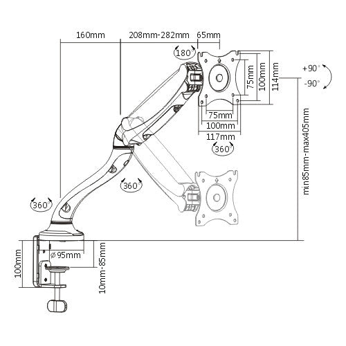 Hydraulic Monitor Mount | Single 17"-32"