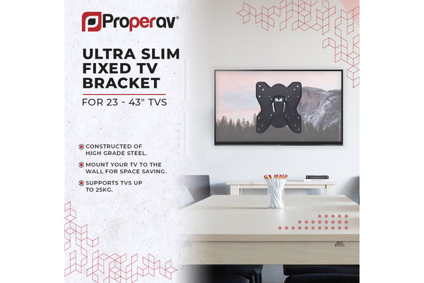 Fixed Flat Wall TV Bracket 23" 24" 28" 32" 37" 40" 43" VESA Max 200x200 Black