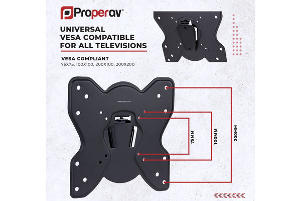 Fixed Flat Wall TV Bracket 23" 24" 28" 32" 37" 40" 43" VESA Max 200x200 Black
