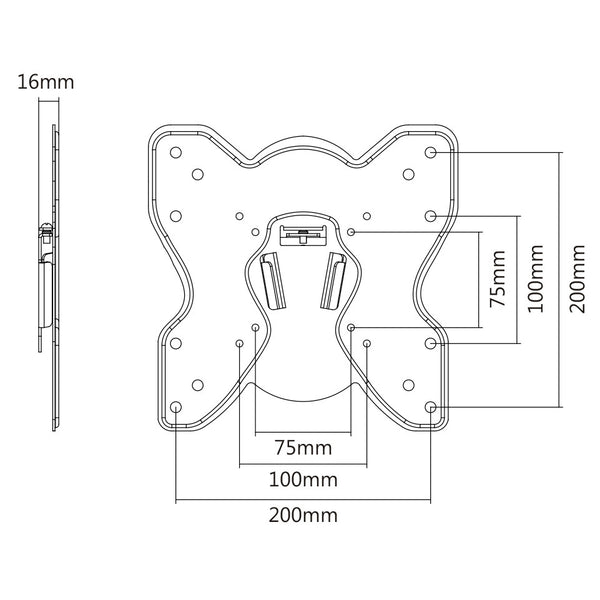 Fixed Flat Wall TV Bracket 23" 24" 28" 32" 37" 40" 43" VESA Max 200x200 Black