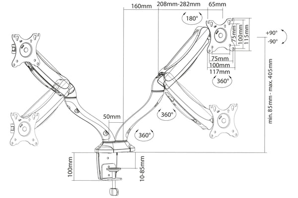 Articulated Monitor Mount | Dual 17"-32"