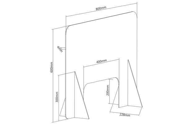 Protective Acrylic Sneeze Guard / Shield - 800x600x228mm - ProperAV