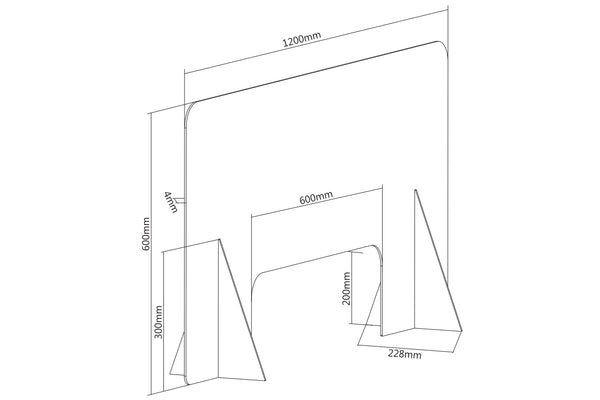 Protective Acrylic Sneeze Guard / Shield - 1200x600x228mm - ProperAV