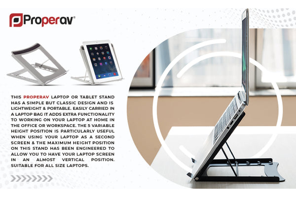 Foldable Laptop Stand - Silver - ProperAV