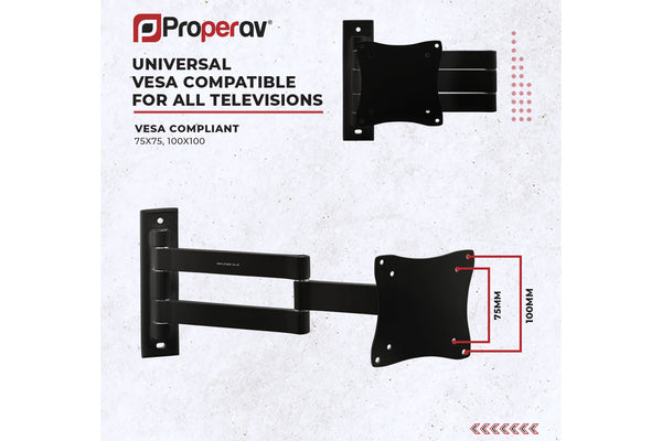 Heavy-Duty Swing Arm TV Bracket (Black) | 13"-28"